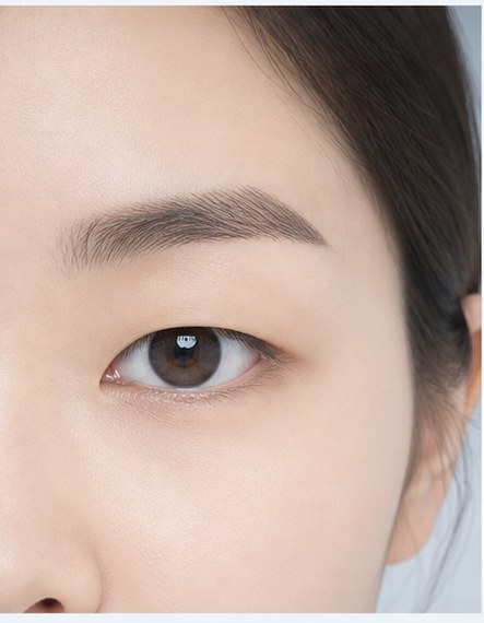 앞머리 안쪽에서 낮게 시작하는 인라인 눈매 연출 이미지