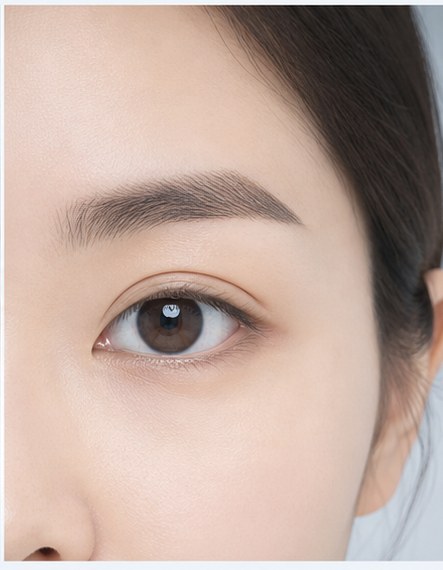 앞머리 바깥에서 시작해 노출되는 아웃라인 눈매 연출 이미지