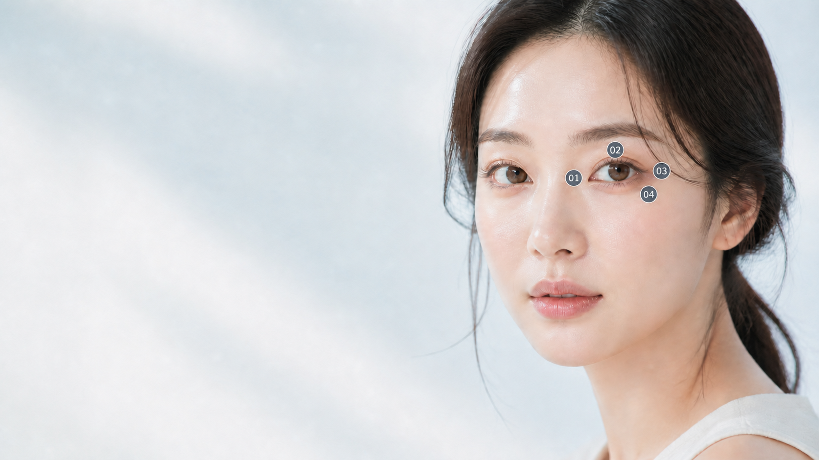 앞·위·뒤·밑트임 방향을 01부터 04까지 표시한 트임성형 연출 이미지
